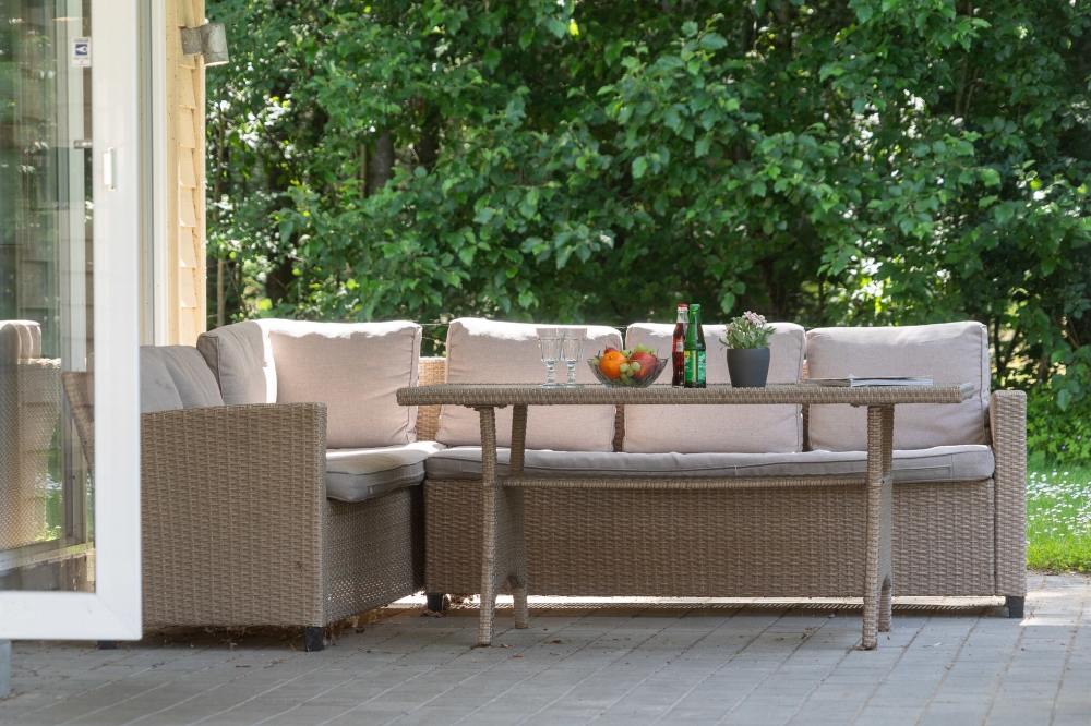 Das Luxusferienhaus Nr. 320 hat eine tolle Terrasse, die mit hochwertigen Gartenmöbeln für 18 Personen ausgestattet ist.