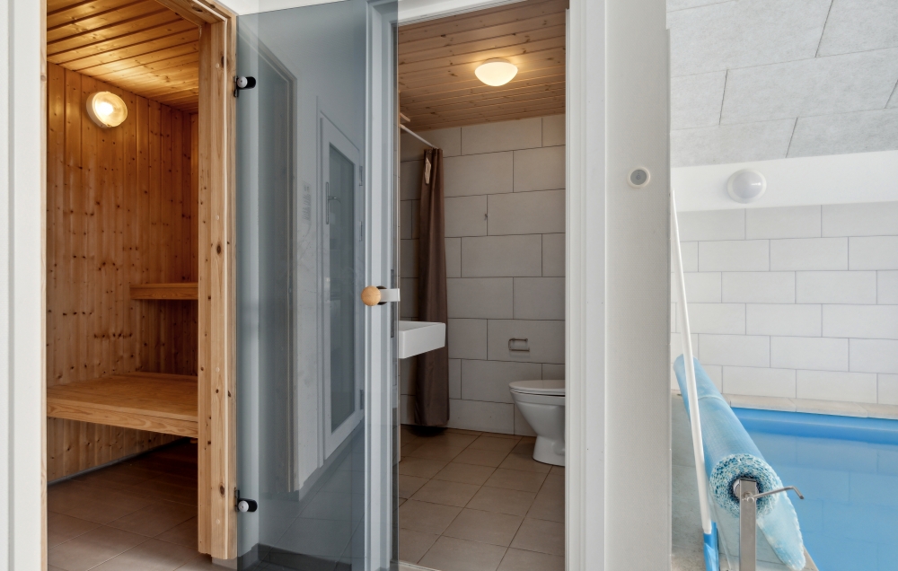 Genießen Sie die heiße Sauna im Luxusferienhaus Nr. 363 für 20 Personen