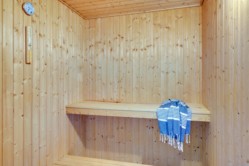 Genießen Sie die heiße Sauna im Luxusferienhaus Nr. 365 für 20 Personen