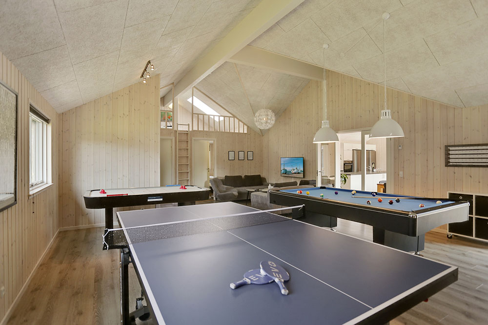 Das Luxusferienhaus 369 für 20 Personen hat einen großen Aktivitätsraum mit u. a. Billard und Darts
