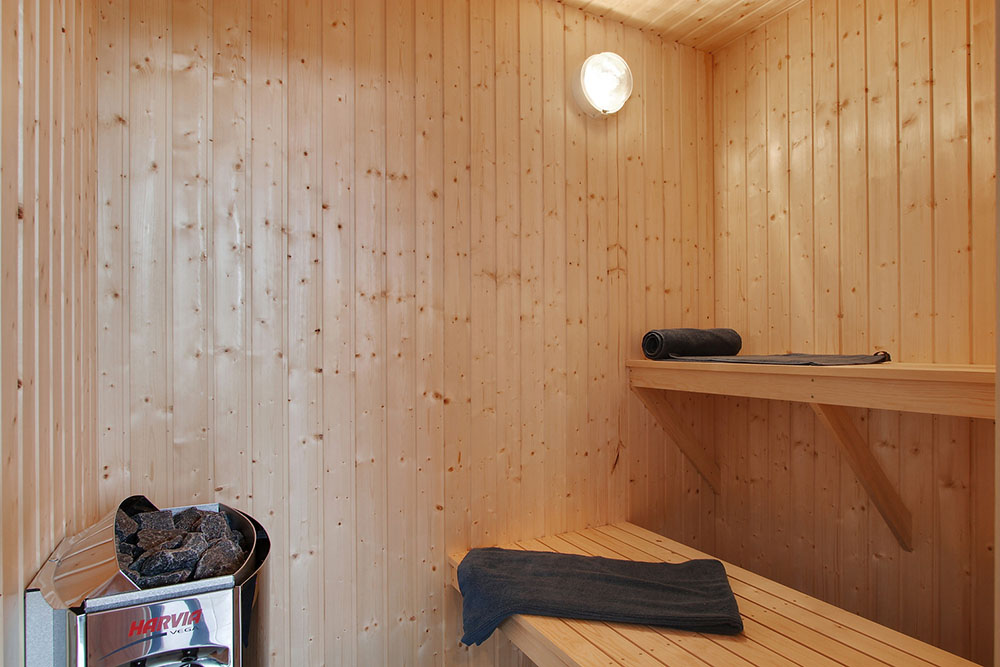Genießen Sie die heiße Sauna im Luxusferienhaus Nr. 372 für 18 Personen