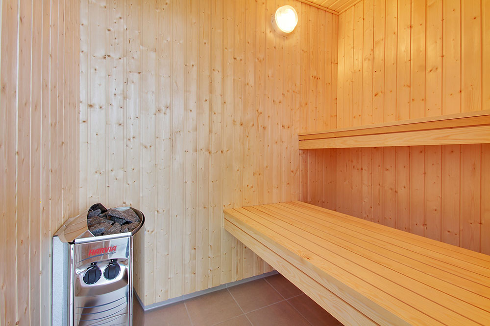 Genießen Sie die heiße Sauna im Luxusferienhaus Nr. 396 für 16 Personen