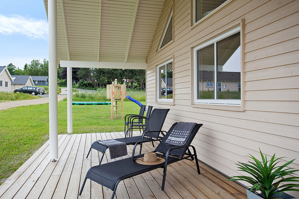 Das Luxusferienhaus Nr. 398 hat eine tolle Terrasse, die mit hochwertigen Gartenmöbeln für 22 Personen ausgestattet ist.