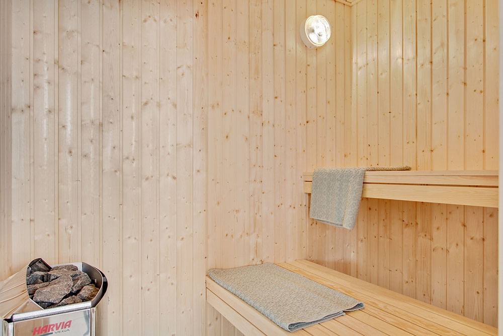 Genießen Sie die heiße Sauna im Luxusferienhaus Nr. 390 für 18 Personen