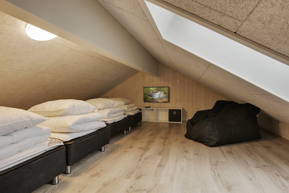 Einige der 18 Schlafgelegenheiten befinden sich im Luxusferienhaus Nr. 392 auf dem ausgebauten Dachboden
