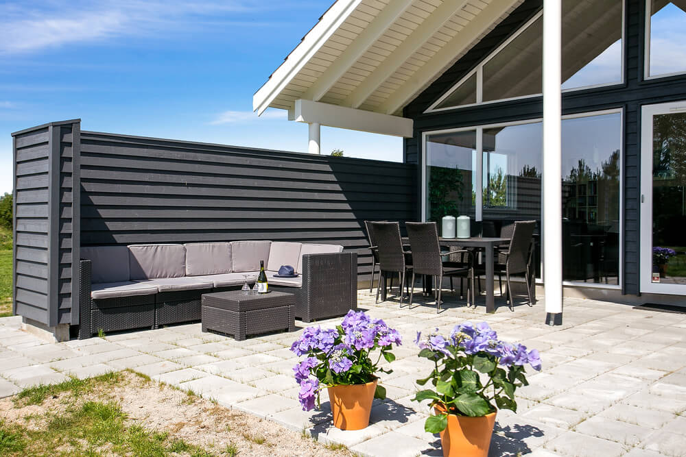 Das Luxusferienhaus Nr. 413 hat eine tolle Terrasse, die mit hochwertigen Gartenmöbeln für 20 Personen ausgestattet ist.