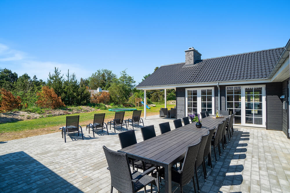 Das Luxusferienhaus Nr. 412 hat eine tolle Terrasse, die mit hochwertigen Gartenmöbeln für 24 Personen ausgestattet ist.