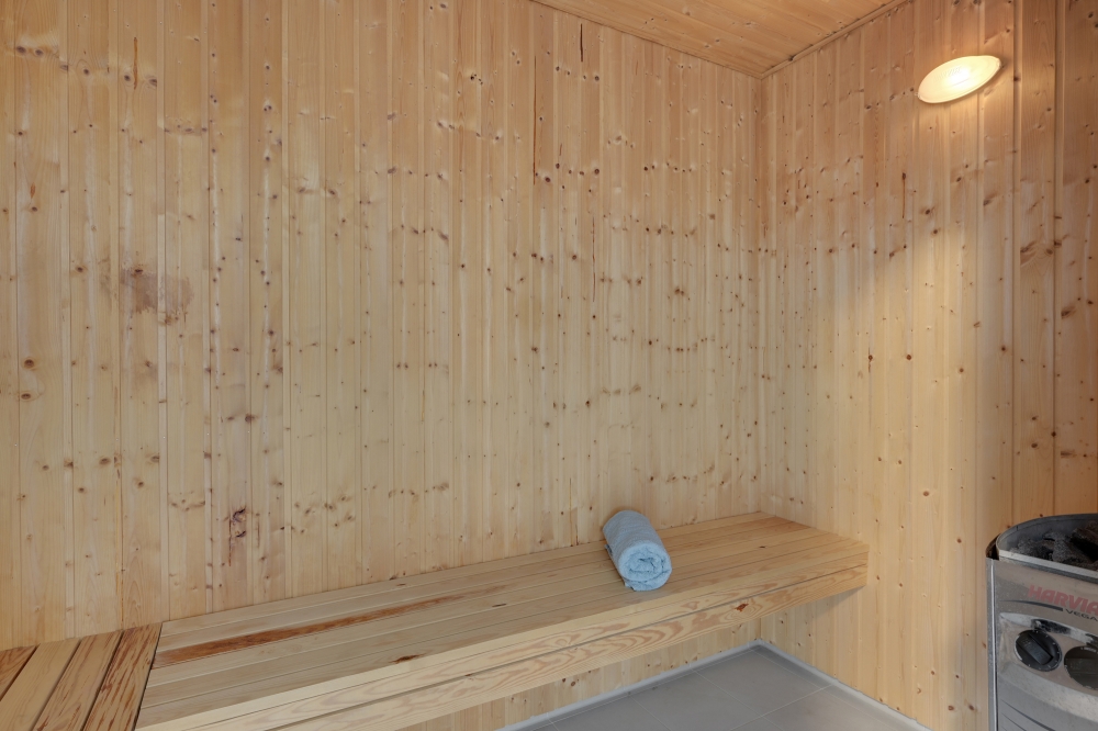 Genießen Sie die heiße Sauna im Luxusferienhaus Nr. 438 für 30 Personen