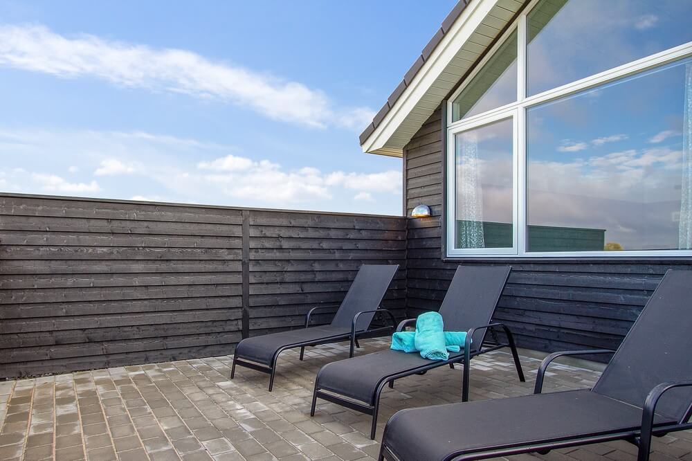 Das Luxusferienhaus Nr. 424 hat eine tolle Terrasse, die mit hochwertigen Gartenmöbeln für 14 Personen ausgestattet ist.