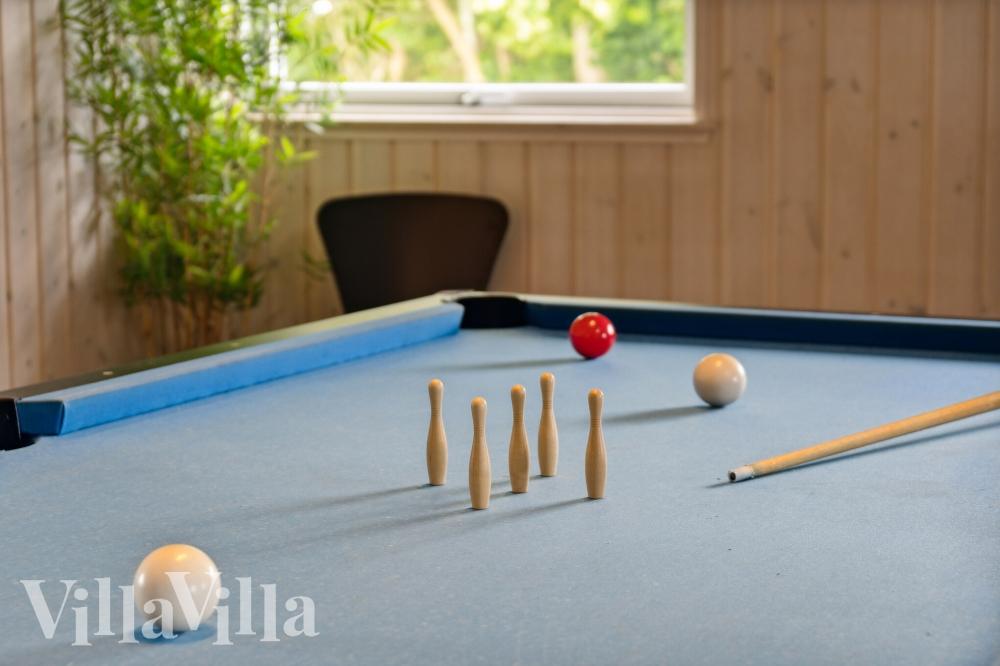 Das Luxusferienhaus 427 für 14 Personen hat einen großen Aktivitätsraum mit u. a. Billard und Darts