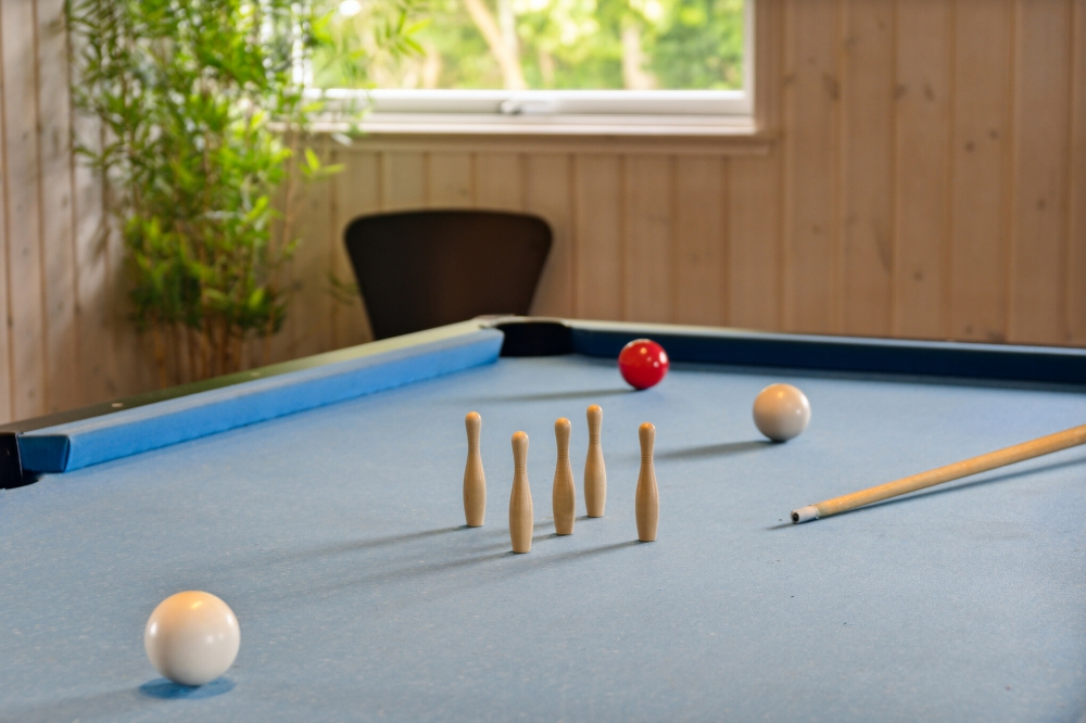 Das Luxusferienhaus 427 für 14 Personen hat einen großen Aktivitätsraum mit u. a. Billard und Darts