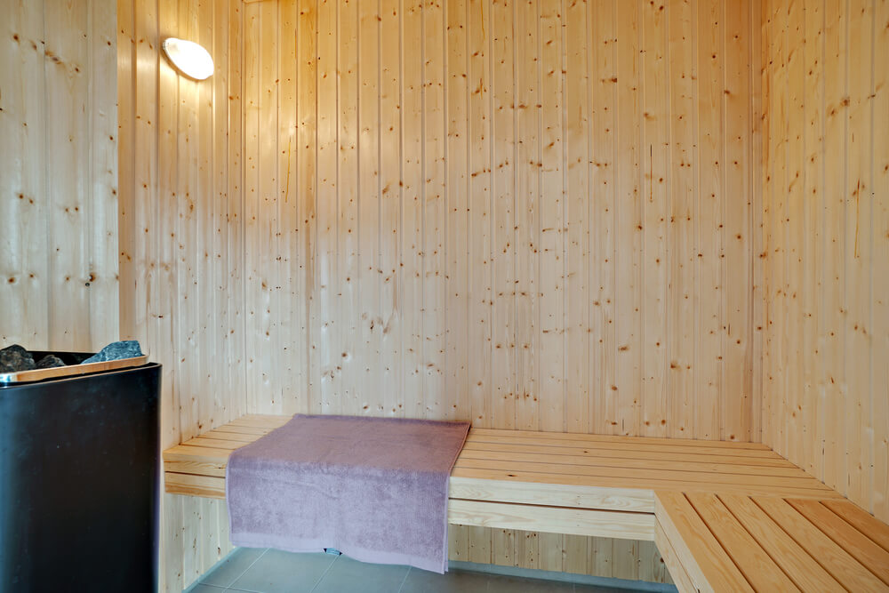 Genießen Sie die heiße Sauna im Luxusferienhaus Nr. 439 für 24 Personen