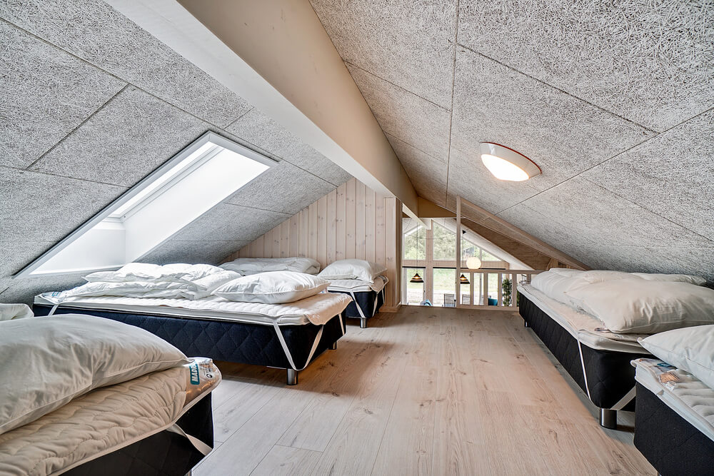 Einige der 30 Schlafgelegenheiten befinden sich im Luxusferienhaus Nr. 431 auf dem ausgebauten Dachboden