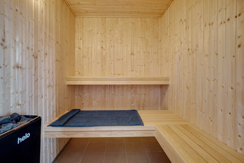 Genießen Sie die heiße Sauna im Luxusferienhaus Nr. 441 für 26 Personen