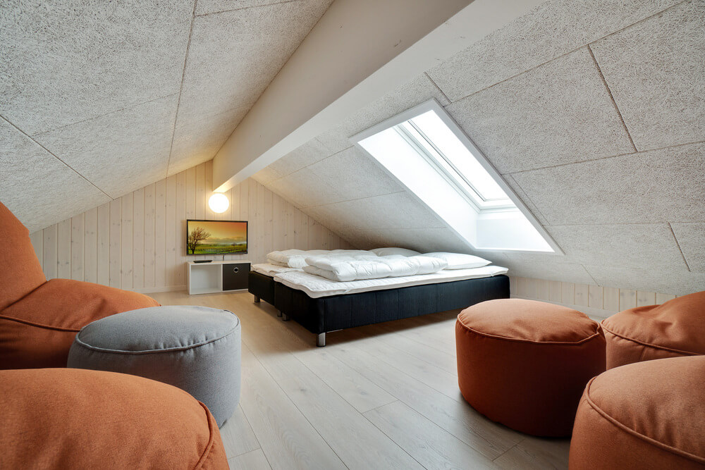 Einige der 30 Schlafgelegenheiten befinden sich im Luxusferienhaus Nr. 467 auf dem ausgebauten Dachboden