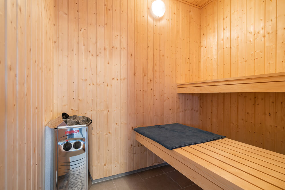 Genießen Sie die heiße Sauna im Luxusferienhaus Nr. 460 für 18 Personen