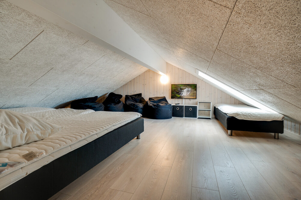 Einige der 18 Schlafgelegenheiten befinden sich im Luxusferienhaus Nr. 477 auf dem ausgebauten Dachboden