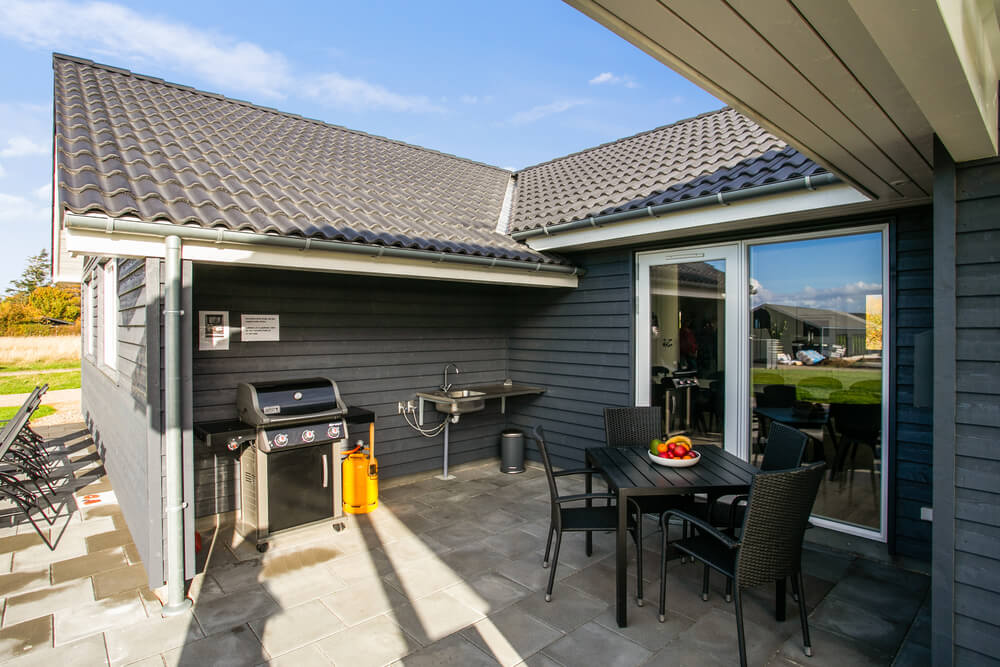 Große Terrasse am Luxusferienhaus Nr. 489 in Ostjütland.