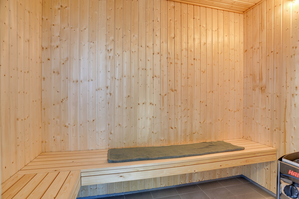Genießen Sie die heiße Sauna im Luxusferienhaus Nr. 491 für 30 Personen