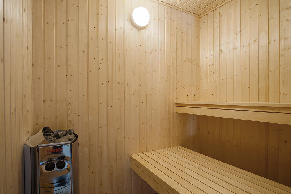Genießen Sie die heiße Sauna im Luxusferienhaus Nr. 498 für 18 Personen