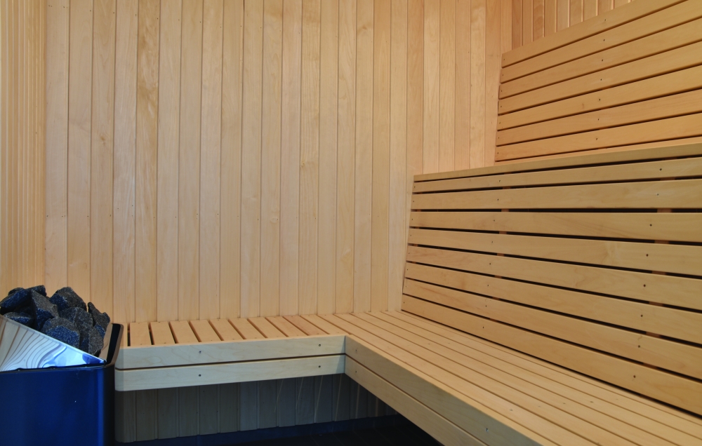 Genießen Sie die heiße Sauna im Luxusferienhaus Nr. 607 für 18 Personen
