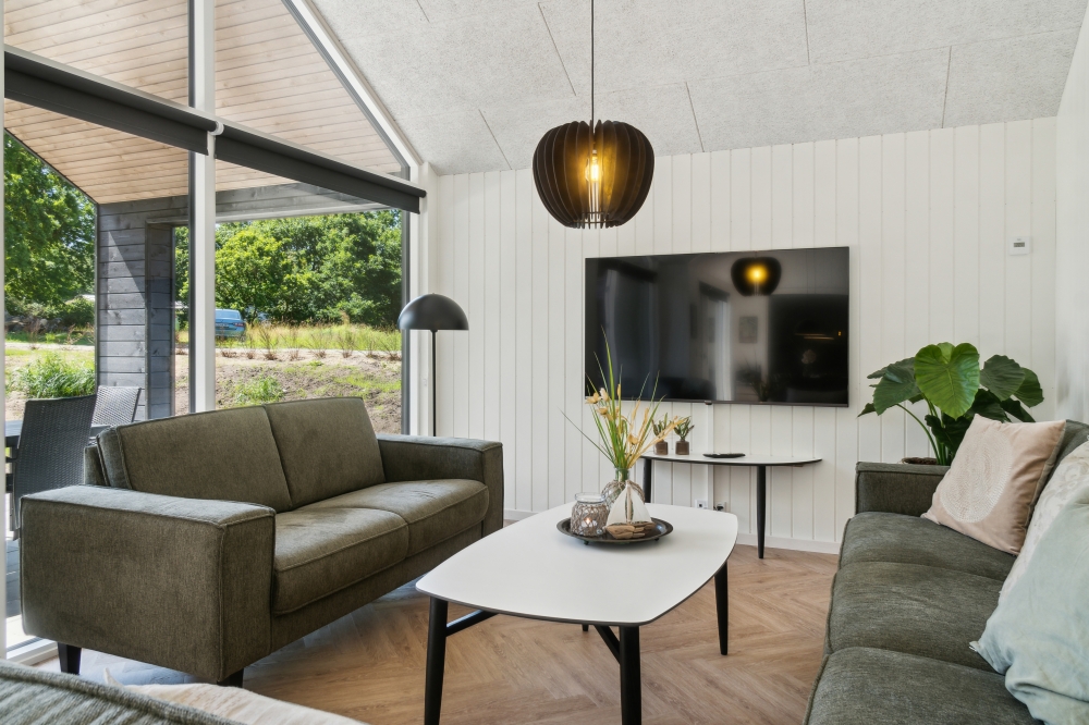 Die Couchecke im Luxusferienhaus Nr. 640 in Ostjütland.