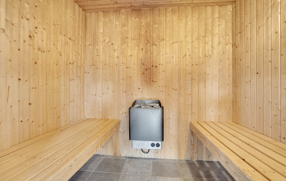Genießen Sie die heiße Sauna im Luxusferienhaus Nr. 194 für 20 Personen