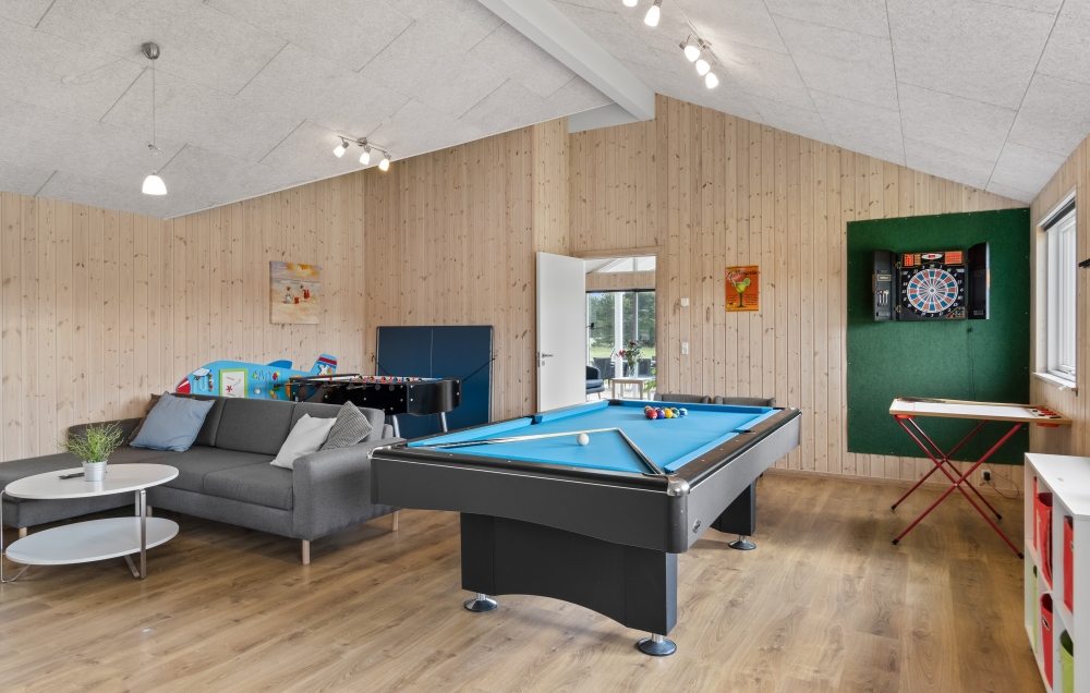 Das Luxusferienhaus 304 für 18 Personen hat einen großen Aktivitätsraum mit u. a. Billard und Darts