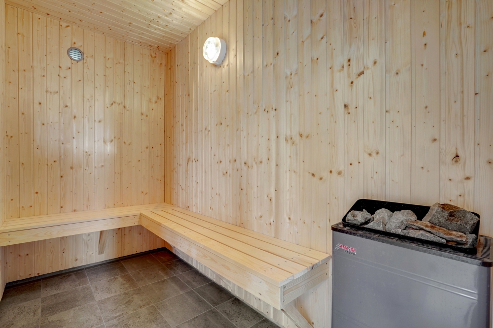 Genießen Sie die heiße Sauna im Luxusferienhaus Nr. 246 für 16 Personen