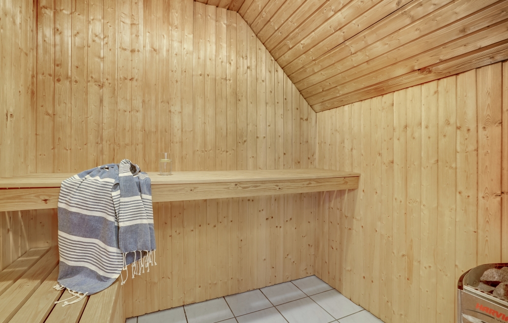 Genießen Sie die heiße Sauna im Luxusferienhaus Nr. 135 für 24 Personen