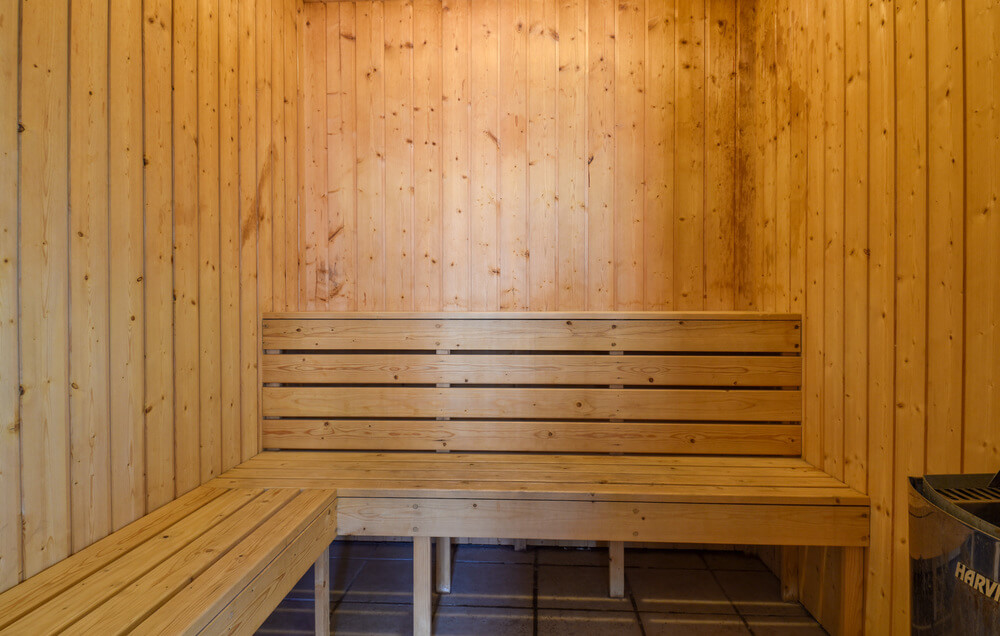 Genießen Sie die heiße Sauna im Luxusferienhaus Nr. 146 für 24 Personen