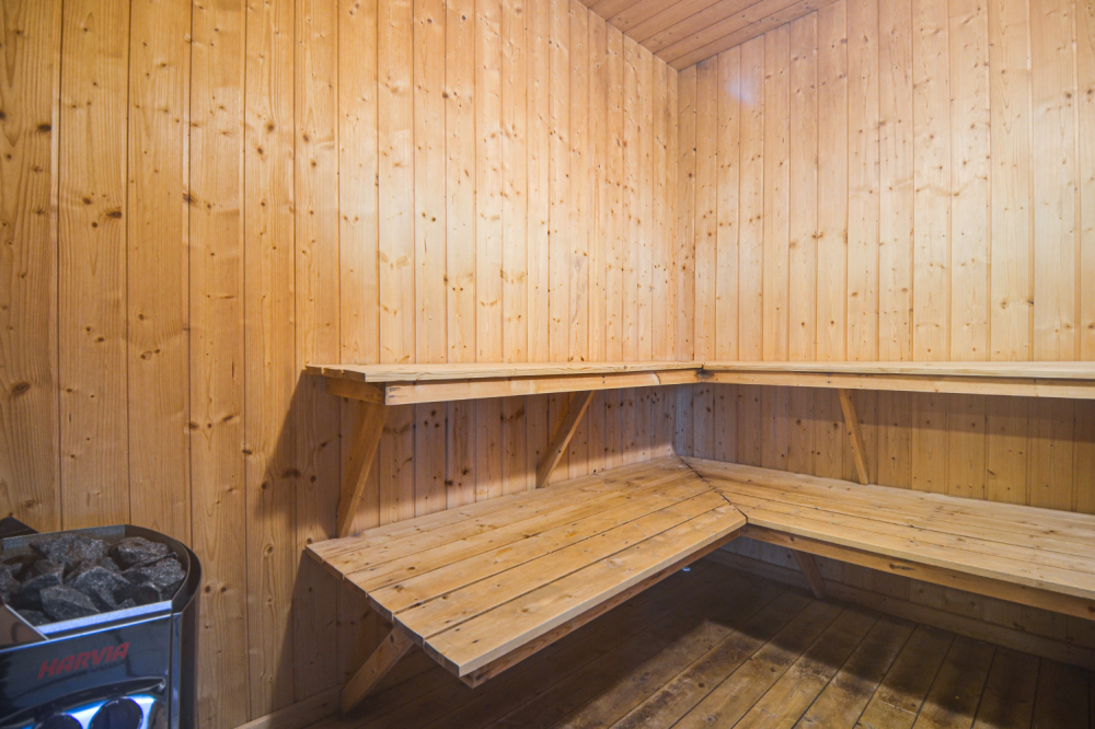 Genießen Sie die heiße Sauna im Luxusferienhaus Nr. 148 für 24 Personen